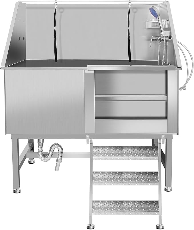 50 Inch Professional Dog Wash Station, Stainless Steel Dog Grooming Tub by Hasopy