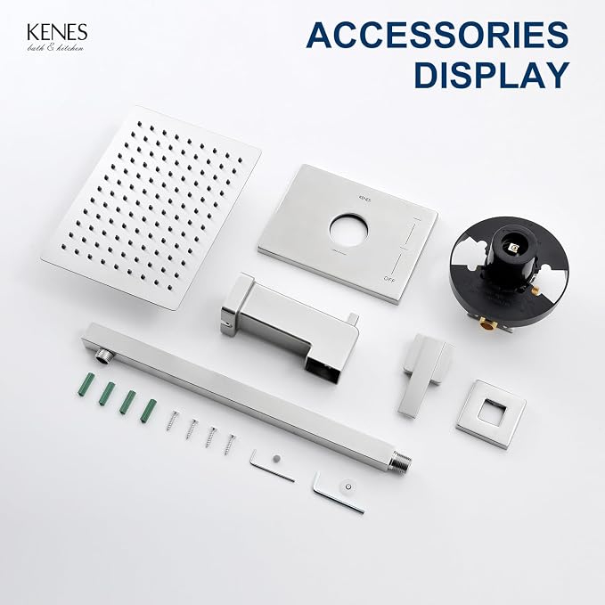 KENES Brushed Nickel Tub Shower Faucet Set Complete, Tub and Shower Trim Kit - Image 9