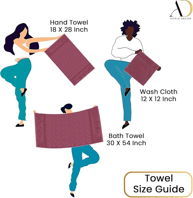 Ample Decor 100% Cotton 18 Pcs Bathroom Towel Set, Luxury Bath Towels - Image 5