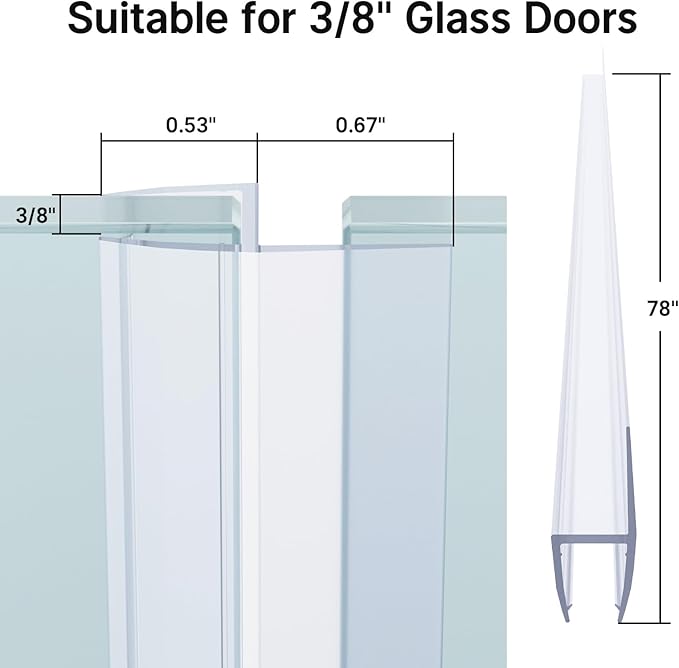 AmazerBath Shower Door Side Seal Strip, Frameless Glass Shower Door Seal Strip - Image 2