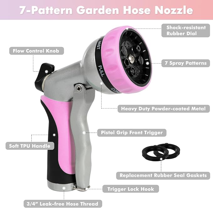 RESTMO Garden Hose Nozzle, Heavy Duty Metal Water Hose Nozzle - Image 2