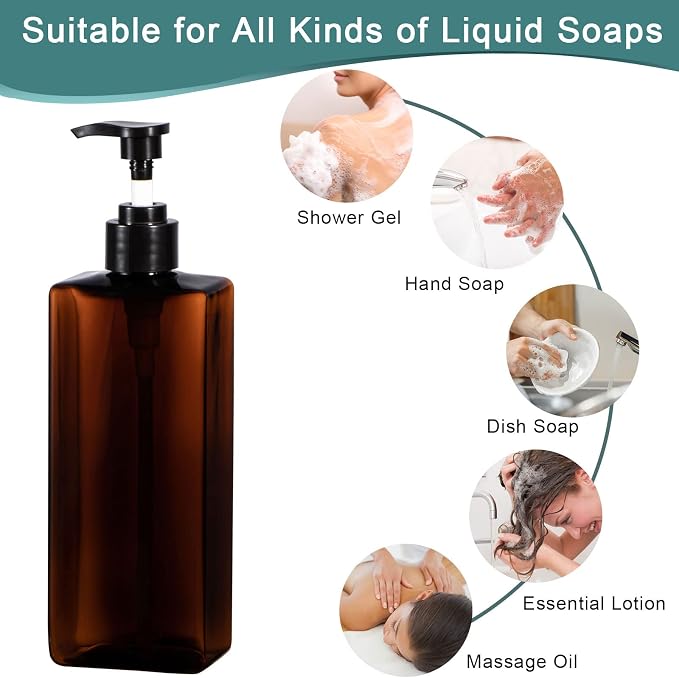 Shower Pump Bottles, Yebeauty 3pcs 17oz 500ml Empty Refillable Shampoo and - Image 4