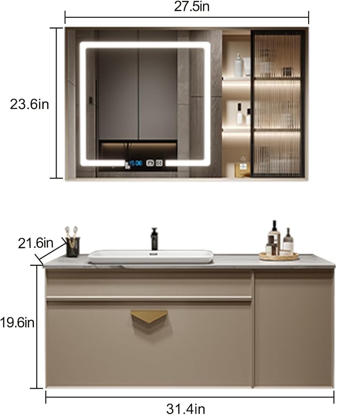 Bathroom Vanity with Sink - 32IN Floating Bathroom Vanity Include Smart LED - Image 2