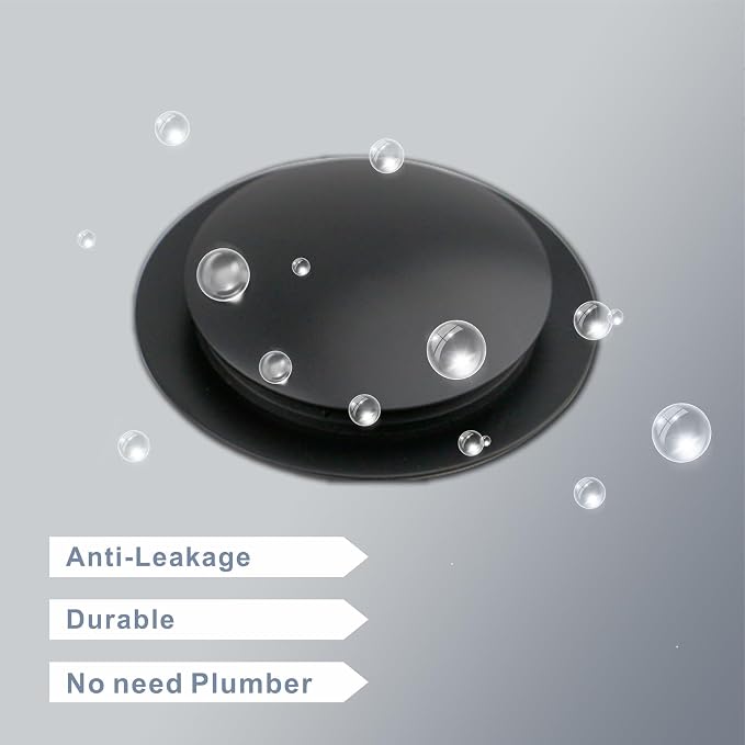 Matte Black Tub Drain Stopper, Hidrop Pop Up Universal Tub Dain Tip Toe Bathtub - Image 6