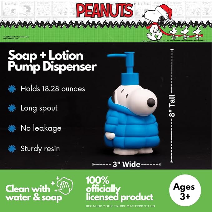 Peanuts Snoopy Puffer Coat Holiday Christmas Soap/Lotion/Hand Sanitizer Resin - Image 2