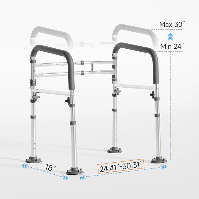 Toilet Safety Rails, Height-Adjustable Toilet Frame Width-Adjustable Toilet - Image 7