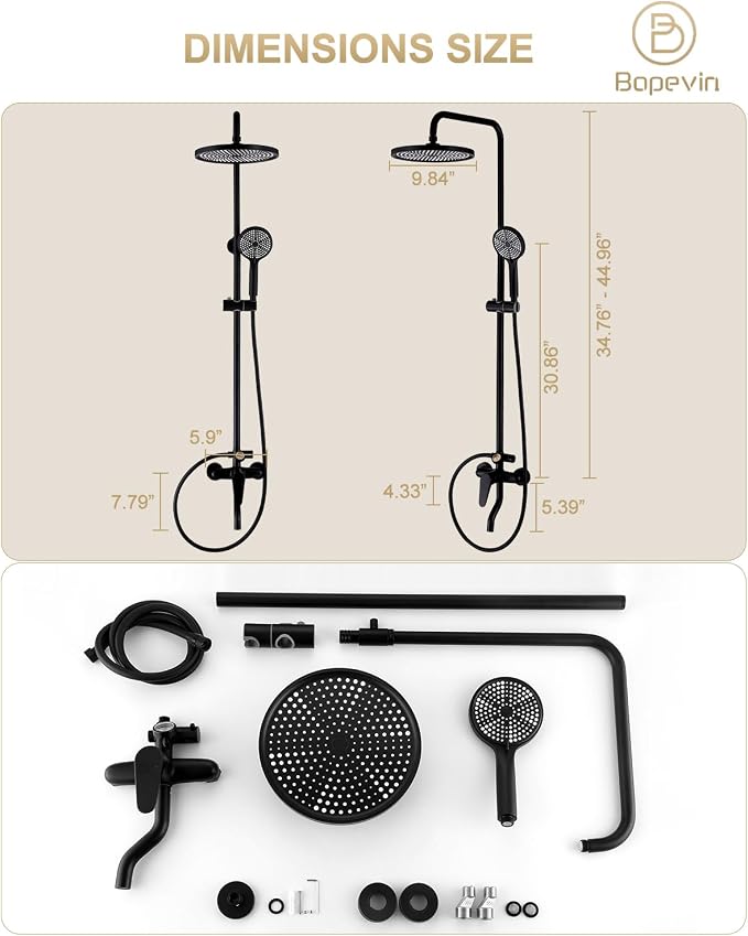 Outdoor Shower, 3 Functions Outdoor Shower Fixture SUS304 Stainless Steel Rain - Image 8