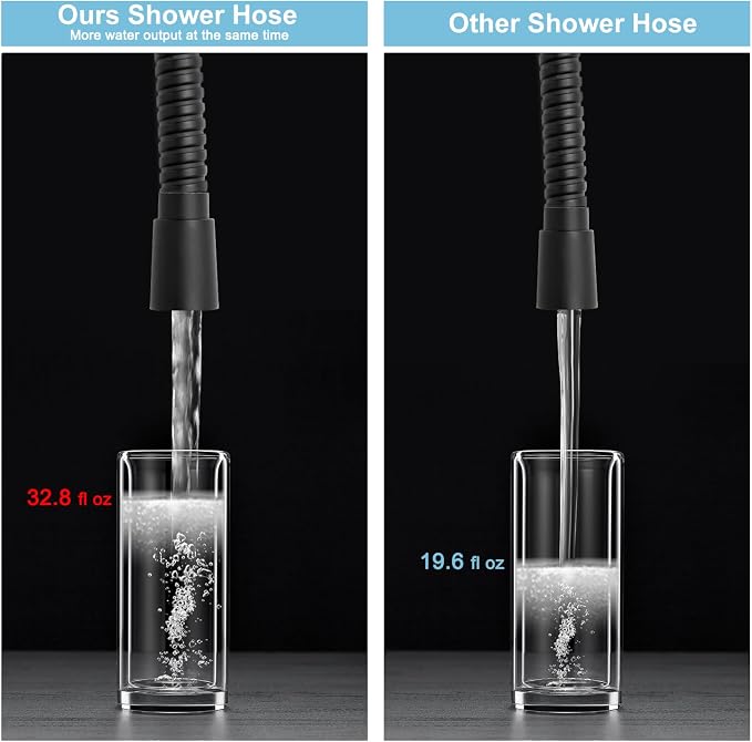 OFFO Shower Hose High Flow 0.43” Large Bore, 100 in Kink Free Stainless Steel - Image 3