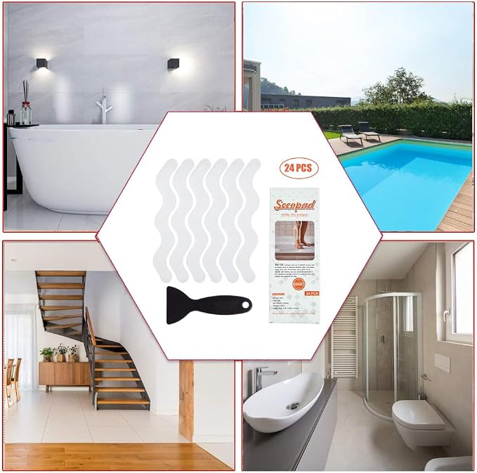 Anti Slip Shower Stickers, Adhesive Decals Safety Strips - Image 6