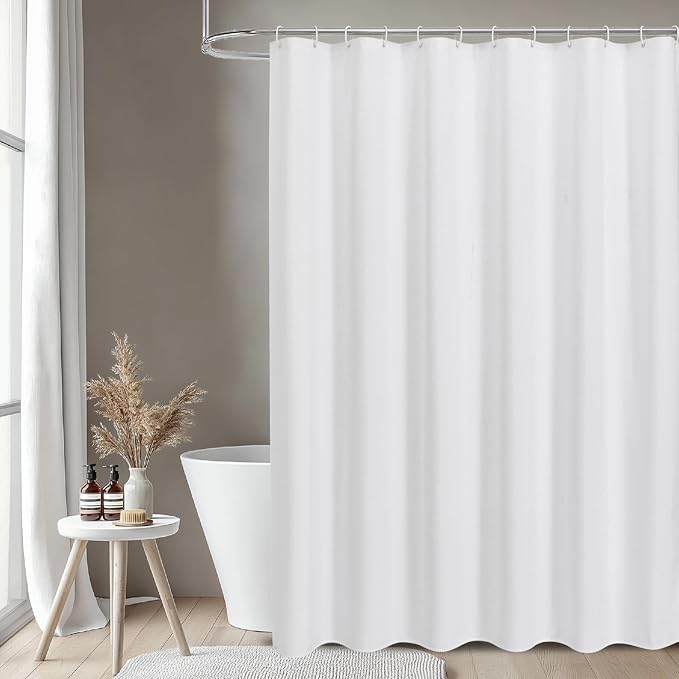 2-in-1 stall Fabric Shower Curtain or Liner, Breathable TPU & Washable - Image 2