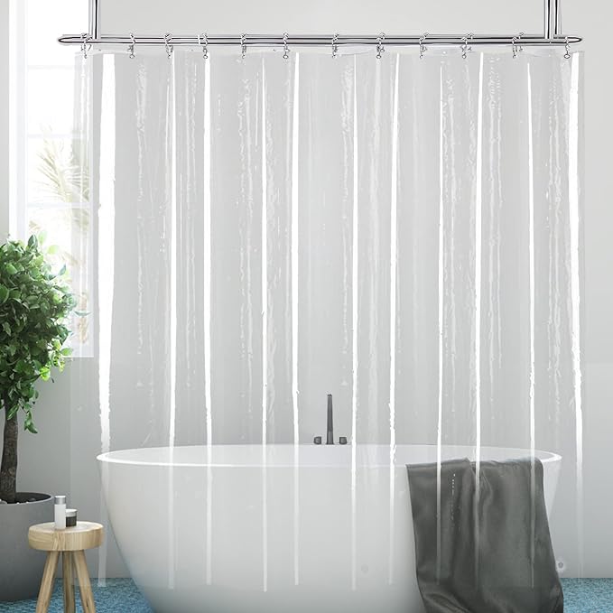 YISURE Clawfoot Tub Shower Curtain, Wrap Around Clear Shower Curtain Liner - Image 3