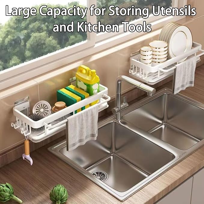 Kitchen Sink Drain Storage Rack Wall Mount Sponge Holder - Image 5