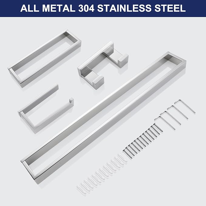Lairuier Bath Towel Bar Set, Polished Chrome 4-Piece Bathroom Hardware Set - Image 7