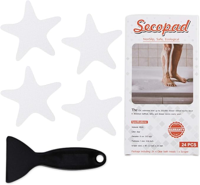 Anti Slip Shower Stickers 24 PCS Safety Bathtub Strips Adhesive Decals by Secopad