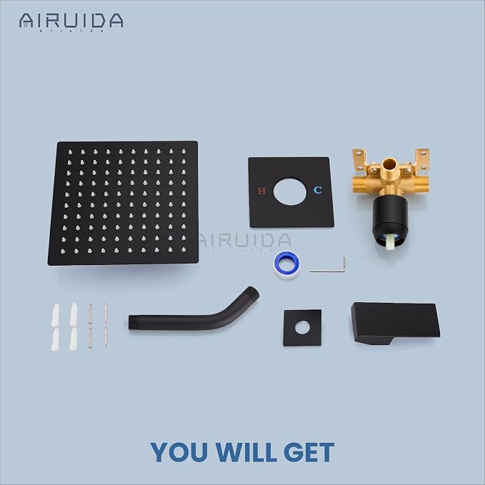 Airuida Shower Faucet Set Bathroom Rain Shower System SUS304 Stainless Steel - Image 9