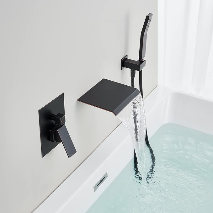 Wall Mount Tub Filler Waterfall Tub Faucet Oil Rubbed Bronze Bathtub Faucet - Image 4