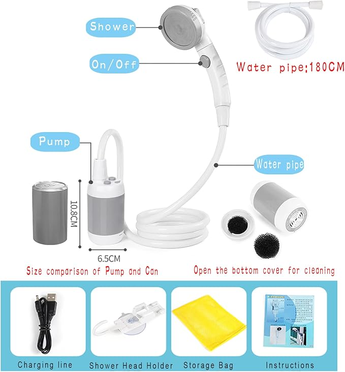 Iron Hammer Portable Shower Electric Shower Camping Shower Built-in 5000mAh - Image 4