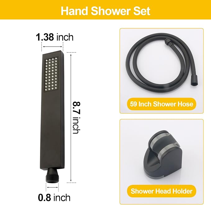 Matte Black High Pressure Handheld Shower Head - Image 5
