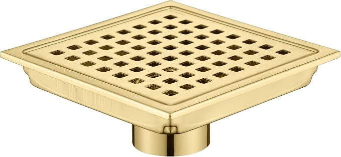 6 Inch Square Shower Floor Drain, Brushed Nickel High Flow Shower Drain Kit - Image 2