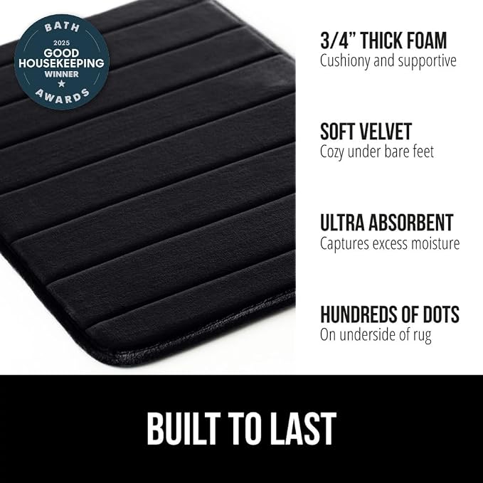 GORILLA GRIP Memory Foam Bath Mat, Soft Absorbent US Designed Bathroom Rug - Image 2