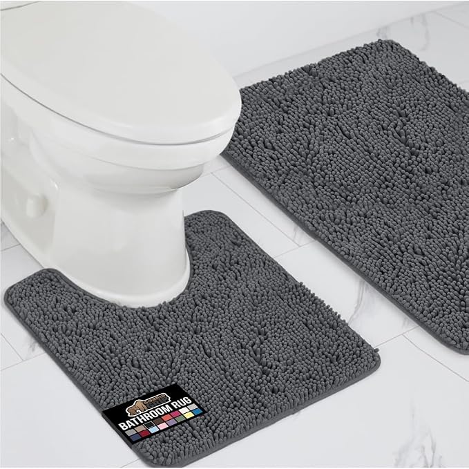 GORILLA GRIP Bathroom Rug Sets, Soft Chenille 2 Piece Area Rugs Set, Toilet by GorillaGrip