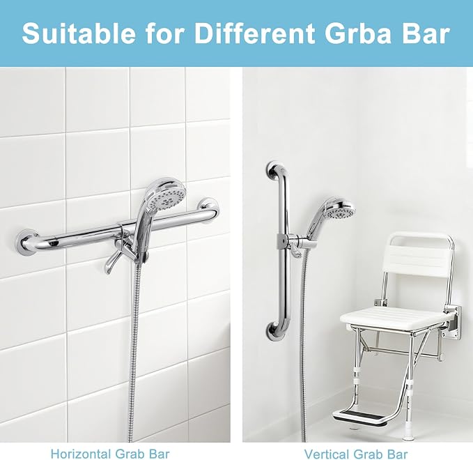 OFFO ADA Handshower Shower Grab Bar Head Holder, Universal Fit 1.25'' Hand Held - Image 6