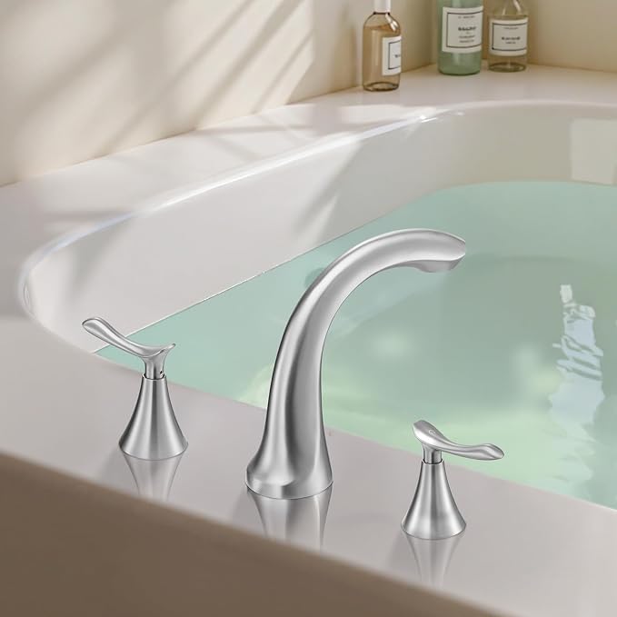 VEVOR Roman Tub Faucet, 3 Hole Waterfall Bathtub Faucet, Gooseneck Bath Tubs - Image 8