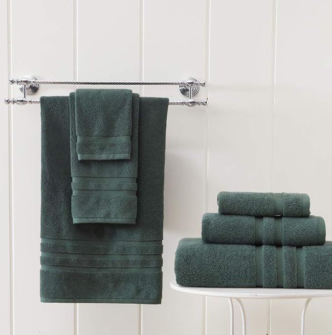 Luxury Hotel & Spa, Turkish Cotton Dark Green Towels Bathroom Sets | 6 Pieces - Image 3