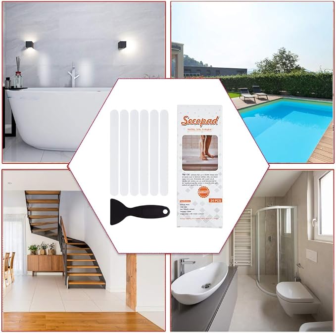 Anti Slip Shower Stickers 24 PCS Safety Bathtub Strips Adhesive Decals - Image 6