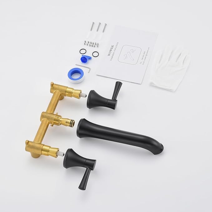 Wall Mount Tub Filler Brass Tub Faucet Black Bathroom Bathtub Faucets - Image 7