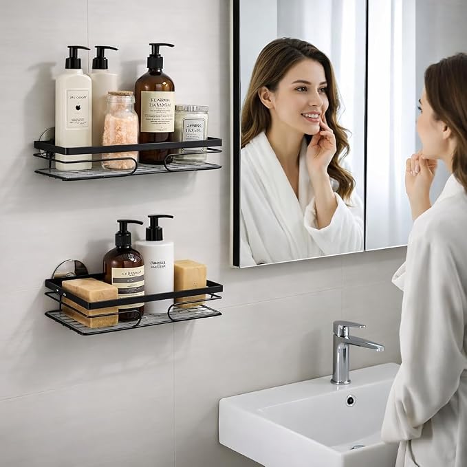 2-Pack Corner Shower Caddy – Rust-Resistant Wall-Mounted Bathroom Organizer - Image 3