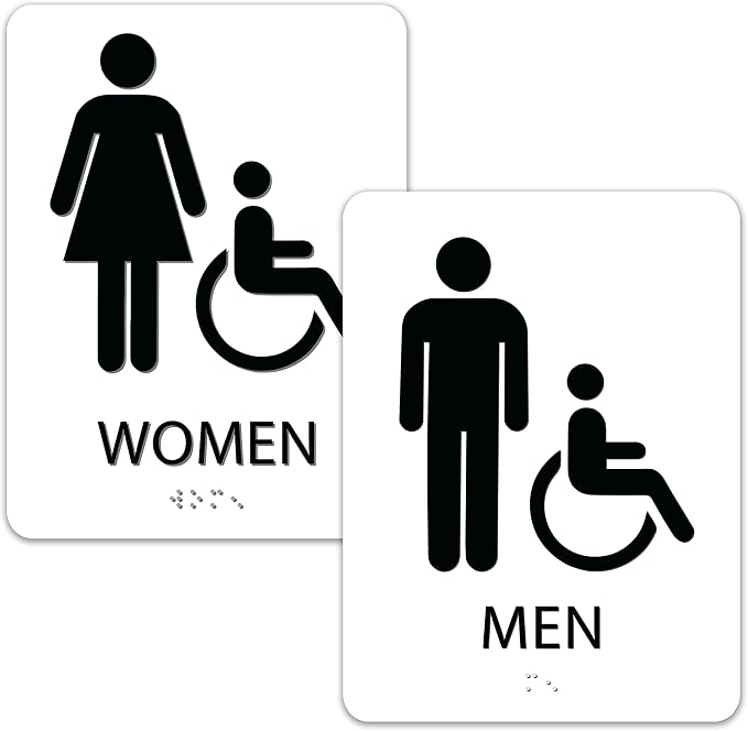 ALPHA DOG ADA SIGNS Men's Women's Restroom Sign Bundle, 8x6 inch, Business by AlphaDog