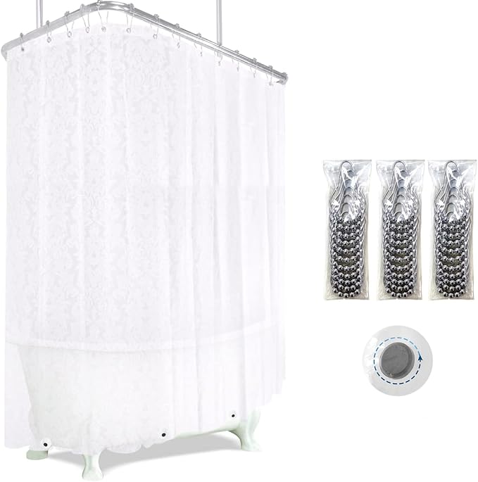 Clawfoot Tub Shower Curtain Liner 180x70 Inch Shower Curtain Warp Around Extra by De-Mediocre