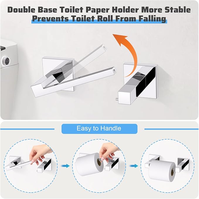 TURS 10-Piece Bathroom Hardware Accessories Set Chrome Towel Bar Holder Set - Image 3