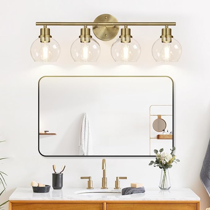 2024 Upgrade 4-Light Bathroom Light Fixtures, Brushed Brass Bathroom Lights - Image 6
