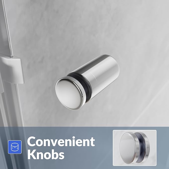 SUNNY SHOWER Doors Glass Sliding Semi-Frameless Shower Glass Door, 1/4" Clear - Image 9