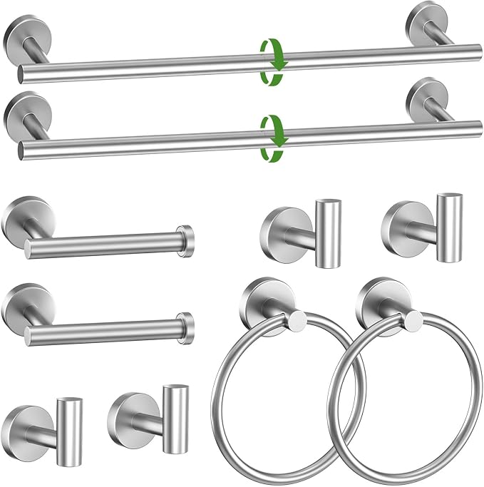 10-Piece Towel Bar Set Brushed Nickel Bathroom Hardware Accessories Set by Woekme