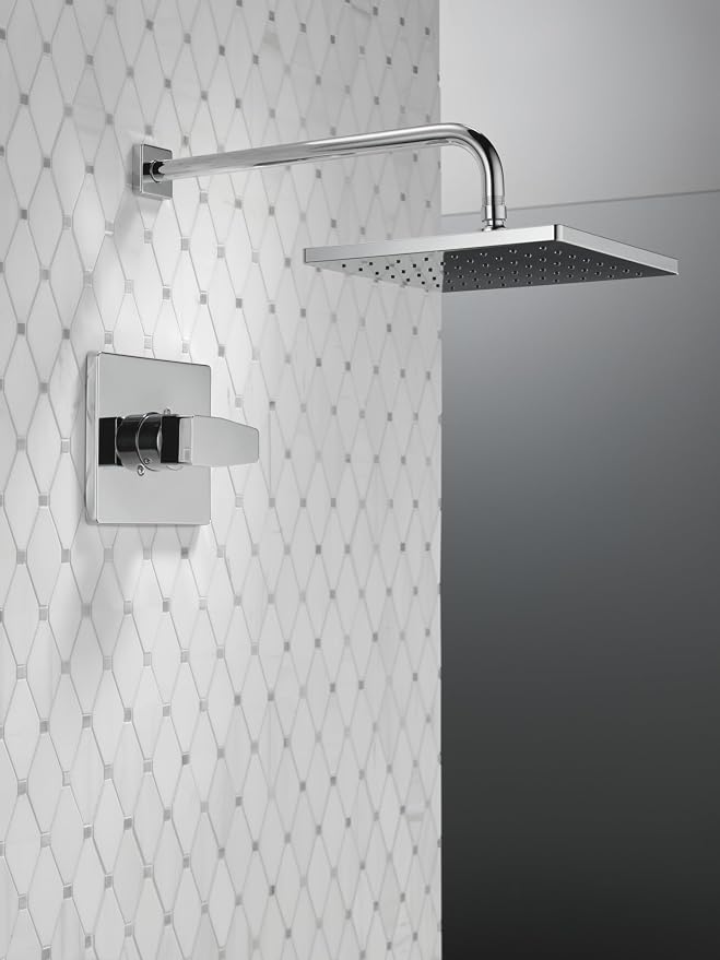 Delta Modern 14 Series Square Rain Shower Faucet Set, Chrome Shower Head and - Image 7