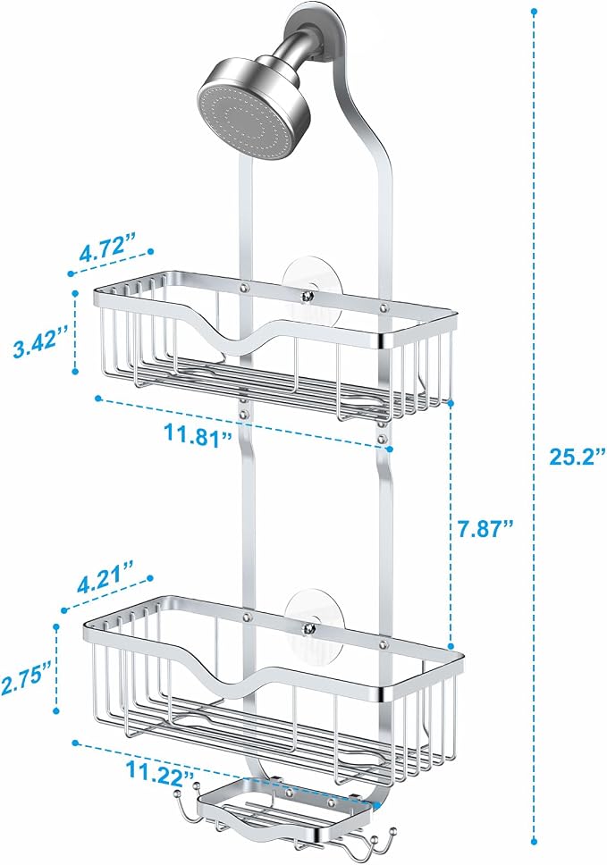 Kadolina Shower Caddy Hanging, Bathroom Shower Rack, Bathroom Organizer - Image 7