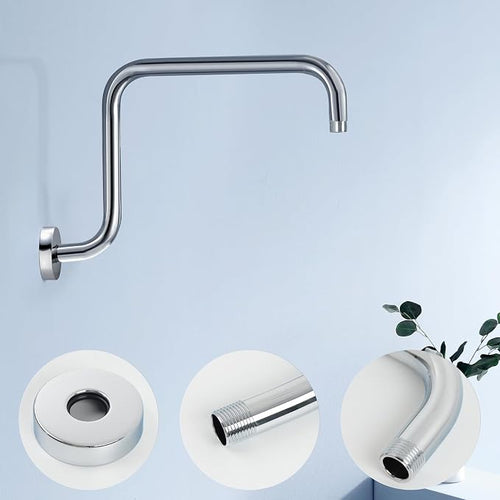 13 Inch S shaped Shower Arm, Stainless Steel Wall-Mounted High Rise Shower Head - Image 2