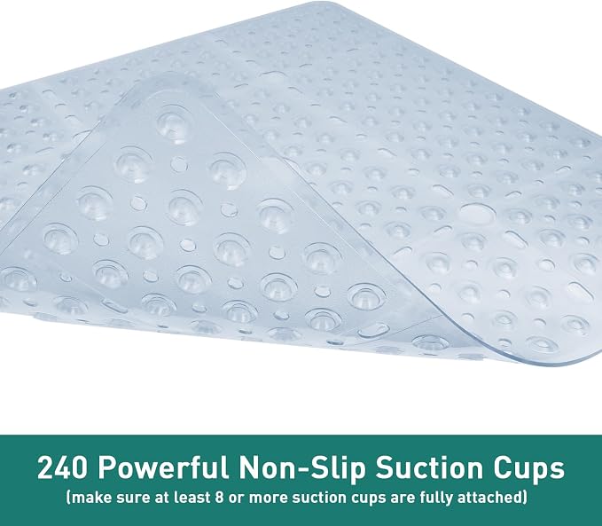 Large Clear Square Shower Mat Non Slip 27 x 27 Inch, Soft Bath Mat Bathtub Mat - Image 4