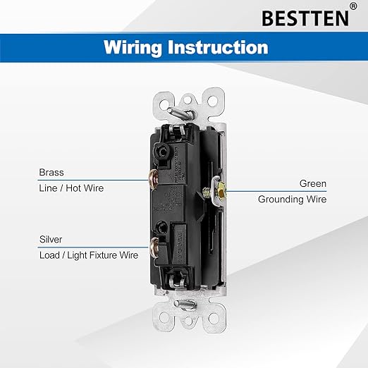 BESTTEN 10 Pack Single Pole Decorator Wall Light Switch - Image 4
