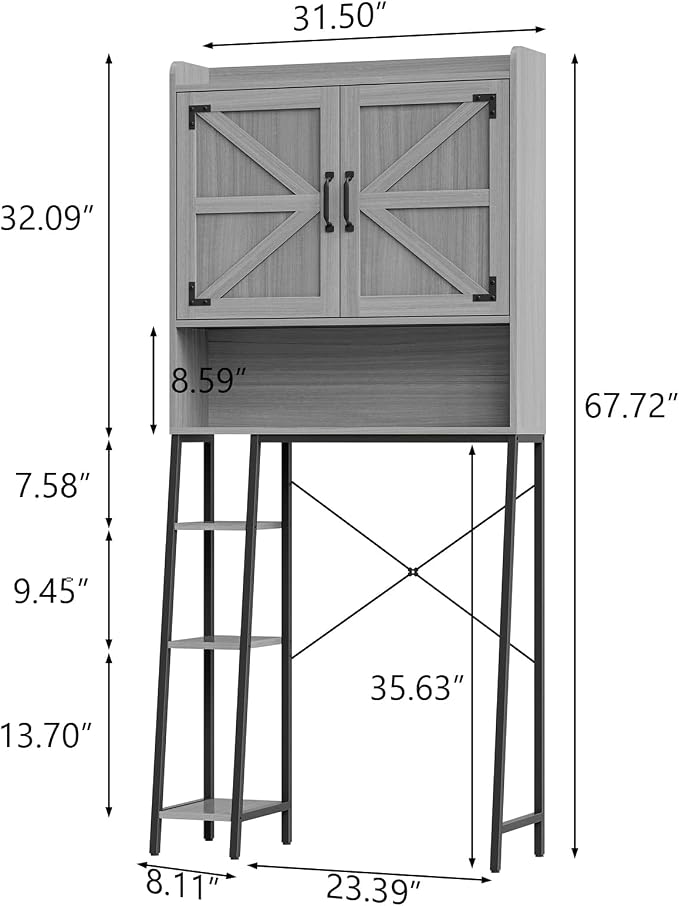 Vabches Over The Toilet Storage Cabinet, Farmhouse Storage Cabinet Over Toilet - Image 2