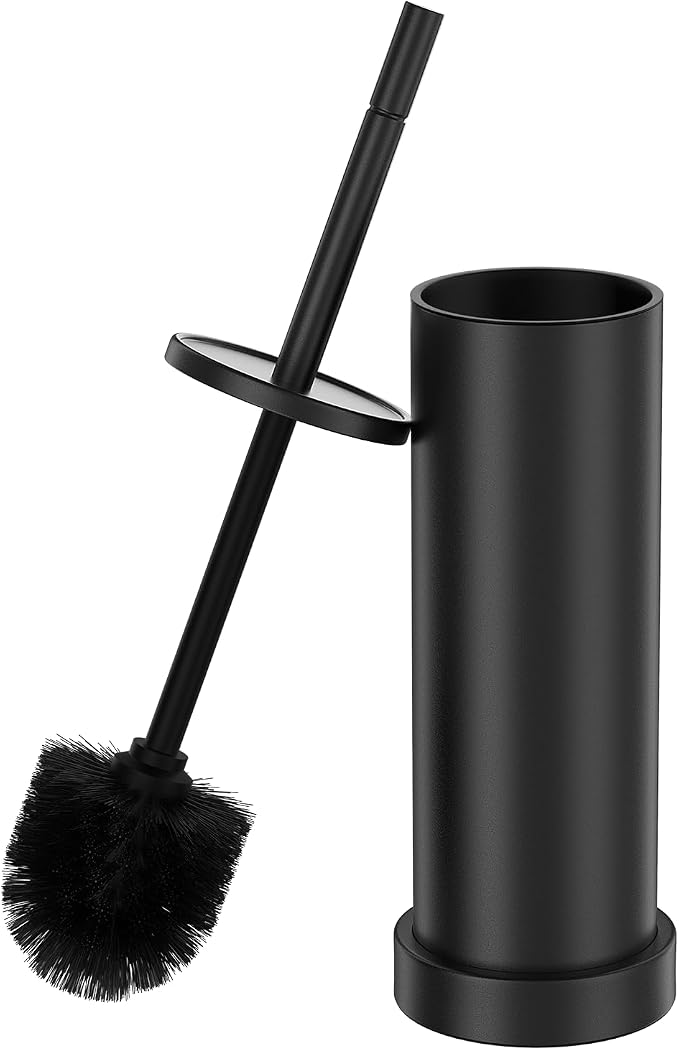 Black Toilet Brush and Holder Set, 304 Stainless Steel Heavy Duty Toilet Bowl by Kaxnuaxu