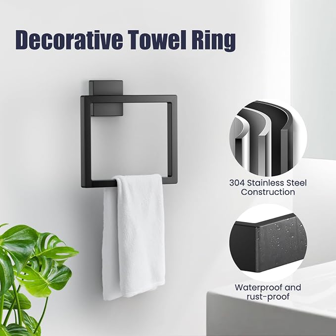 Bathroom Hardware Accessories Set: 5-Pieces Bath Towel Bar Set, Towel Racks - Image 3