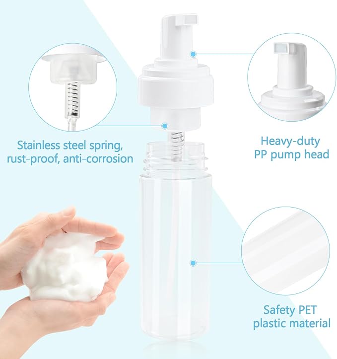 Foam Pump Bottle 5.1oz/150ml Clear Empty Foam Bottle Pump, Travel Foam Bottle - Image 7