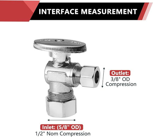 10-Pack EFIELD Angle Stop Valve 1/2" Nominal Compression x 3/8" OD - Image 2