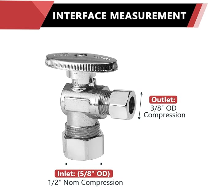 EFIELD Angle Stop Valve 1/2" Nominal Compression x 3/8" OD - Image 2