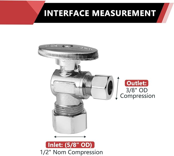 5-Pack EFIELD Angle Stop Valve 1/2" Nominal Compression x 3/8" OD - Image 2