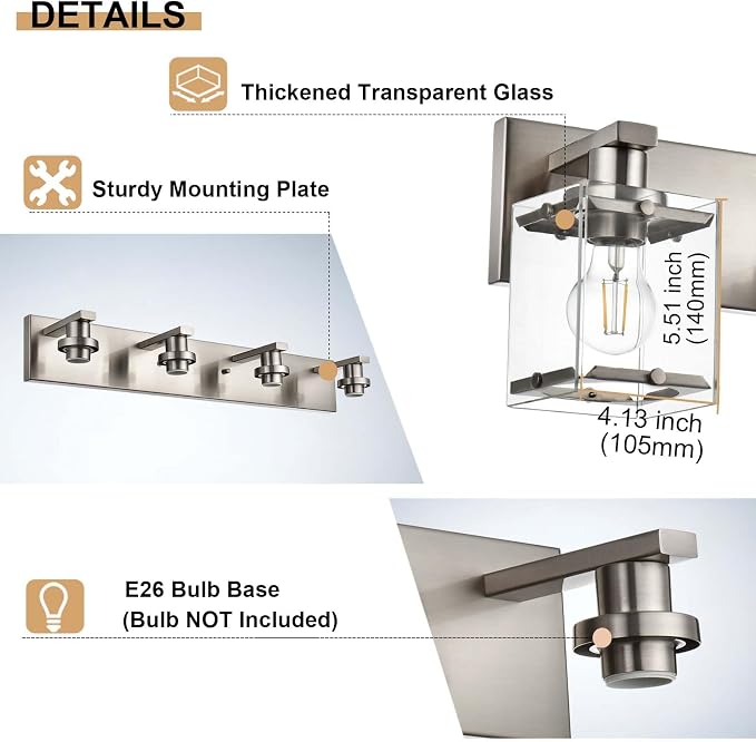 5-Lights Brushed Nickel Bathroom Wall Light - Image 7